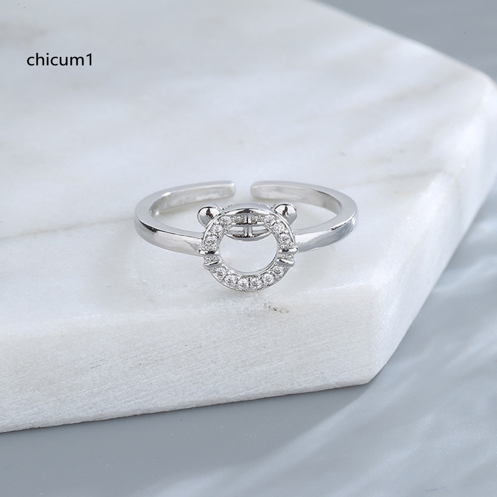 Nhẫn Hở Mạ Bạc Đính Đá Lấp Lánh Chống Mài Mòn Thời Trang Cho Nữ