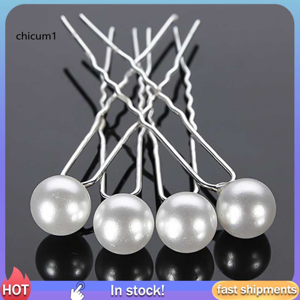 Set 20 Kẹp Tóc Đính Ngọc Trai Giả Màu Trắng Thanh Lịch Dành Cho Cô Dâu