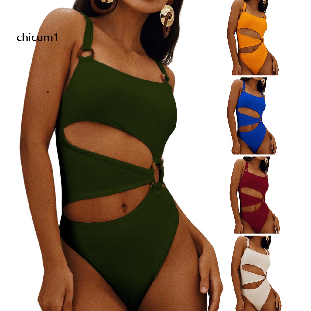 Đồ Bơi Một Mảnh Lưng Cao Màu Trơn Thời Trang Mùa Hè Cho Nữ