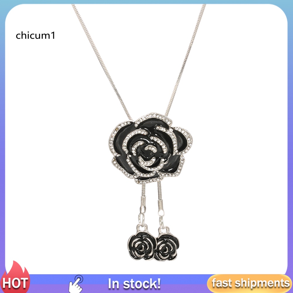 Vòng cổ Hợp Kim Mặt Hoa Hồng Đính Đá Xinh Xắn Cho Nữ