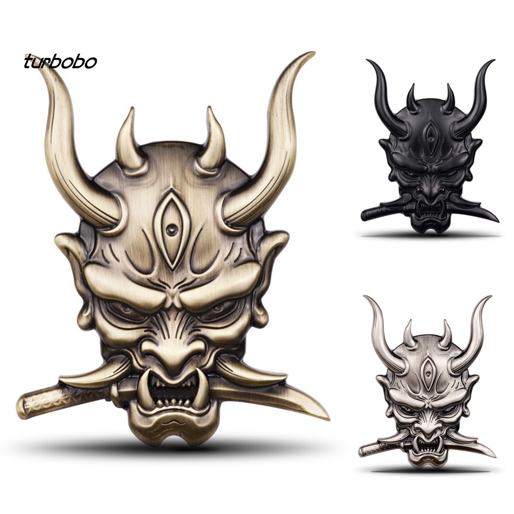 Miếng Dán Trang Trí Xe Hơi Tự Dính Chống Thấm Nước Hình Đầu Lâu Chiến Binh Nhật Bản 3D Sáng Tạo