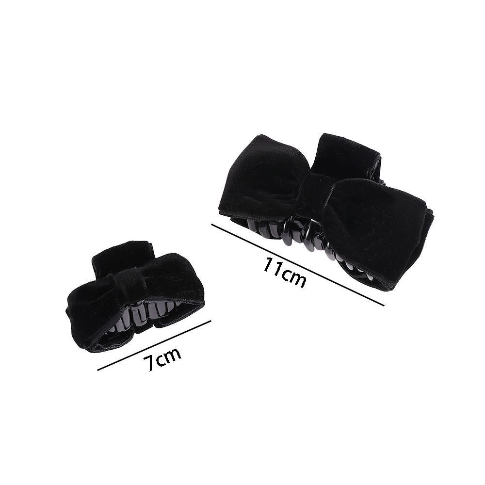 ANEMONE Kẹp Tóc Nơ Bằng Nhung Màu Đen Ngọt Ngào Phong Cách Hàn Quốc Dành Cho Nữ