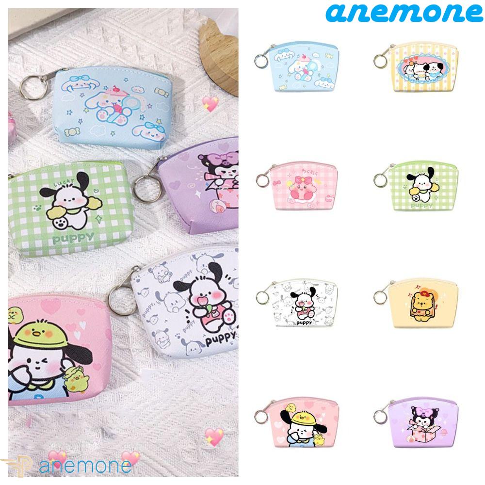ANEMONE Ví Đựng Tiền Xu Kuromi Mini Bằng Da PU Họa Tiết Hoạt Hình Melody Dễ Thương Cho Bé Gái
