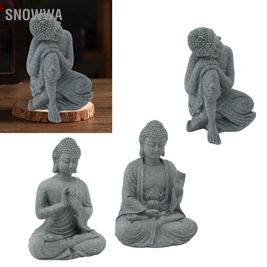 Snowwa Tượng Phật Đá Sa Thạch Xanh Điêu Khắc Giáo Ngồi Hình Vật Trang Trí Cho Phòng Khách Sân