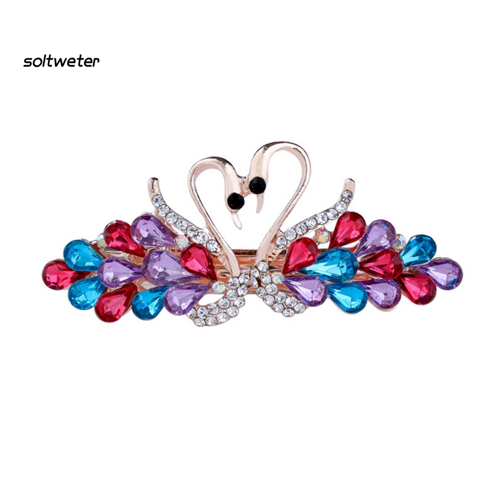 Kẹp Tóc Hình Thiên Nga Đính Đá Lấp Lánh Thanh Lịch Cho Nữ