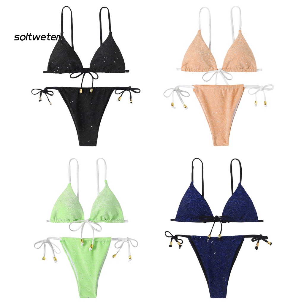 Bộ Bikini 2 Mảnh Màu Sắc Thời Trang Gợi Cảm Cho Nữ