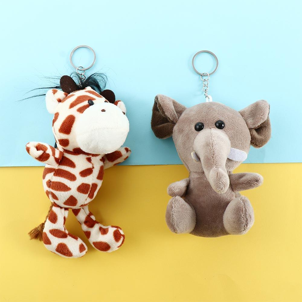 1 Móc Khóa Nhồi Bông Hình Sư Tử / Hươu Cao Cổ Hoạt Hình Đáng Yêu