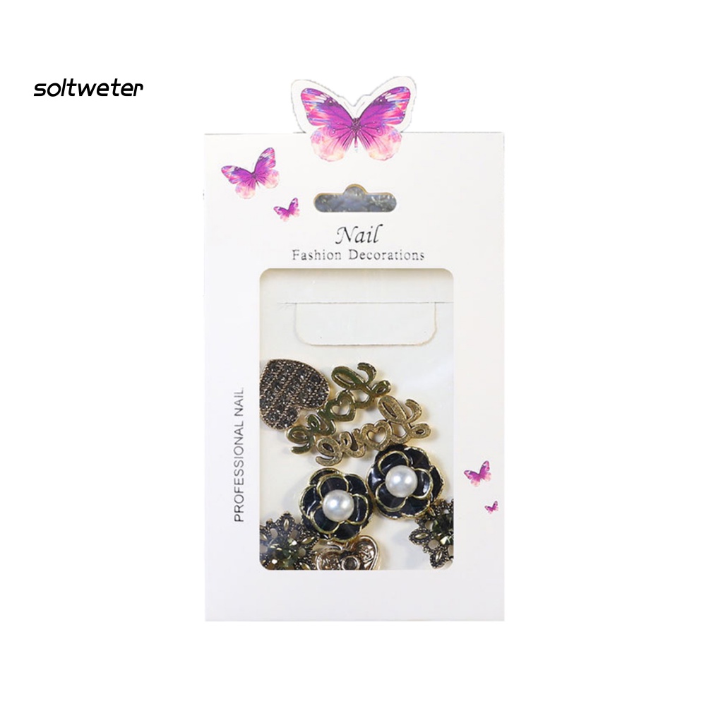 Set 8 / 10 / 20 Phụ Kiện Trang Trí Móng Tay Nghệ Thuật Nhiều Hình Dạng Không Phai Màu Phong Cách Vintage Charms Bằng Kim Loại Dành Cho Nữ