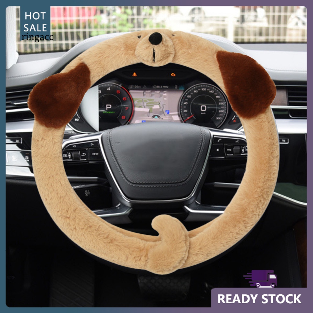 Vỏ Bọc Vô Lăng 38cm Phủ Lông Họa Tiết Hoạt Hình Dễ Thương Trang Trí Xe Hơi / Xe Tải