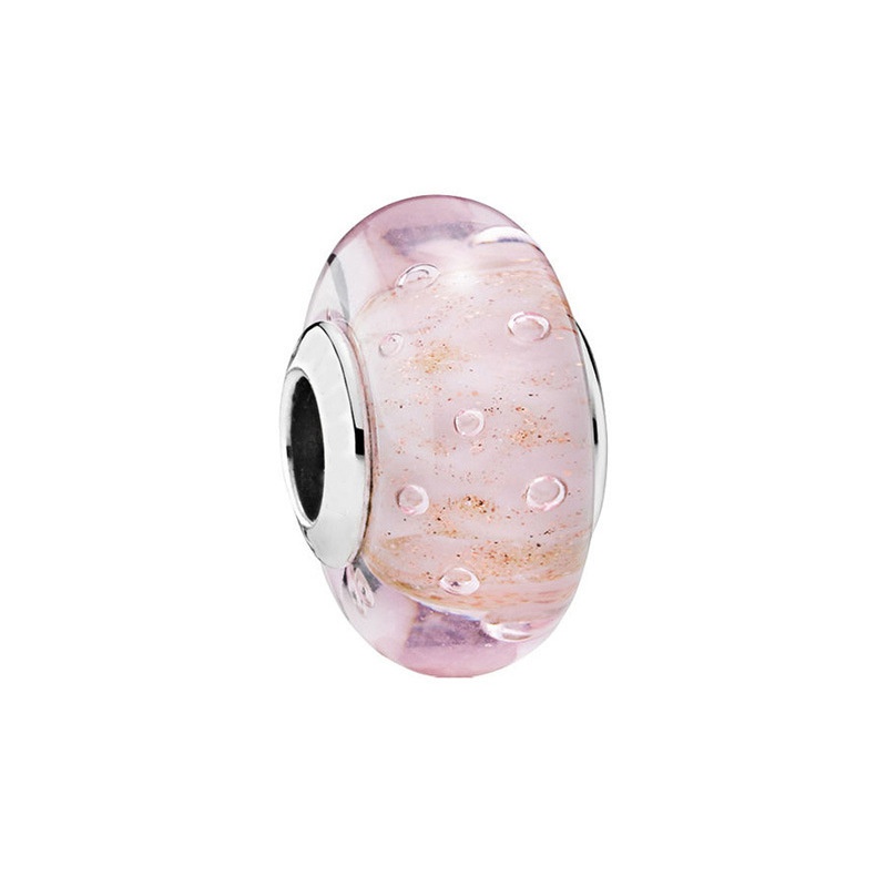 Hạt Charm Mạ Bạc 925Pandora Hình Trái Tim Mặt Kính Gợn Sóng Bằng Bạc 925