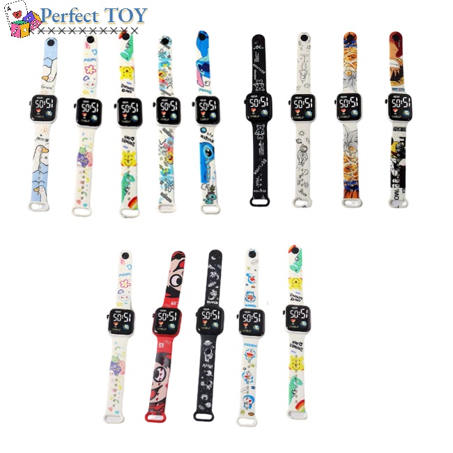 Đồng Hồ Điện Tử Đeo Tay Mặt Vuông Họa Tiết Hoạt Hình Cho Học Sinh