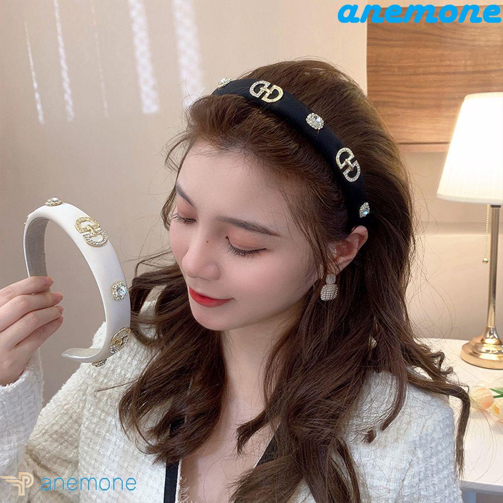 ANEMONE Băng Đô Cài Tóc Bằng Xốp Màu Trơn Phong Cách Hàn Quốc Sang Trọng Dành Cho Nữ