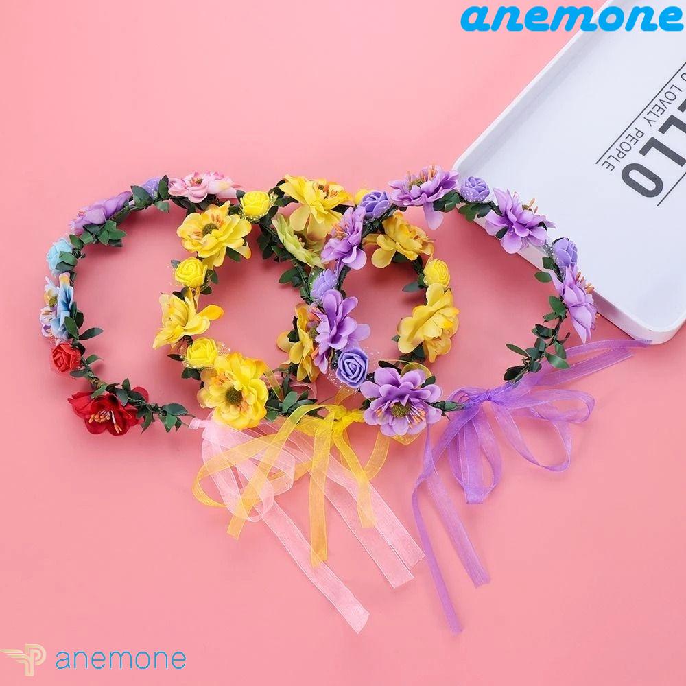 ANEMONE Băng Đô Cài Tóc Hình Vương Miện Đính Hoa Thời Trang Cho Cô Dâu