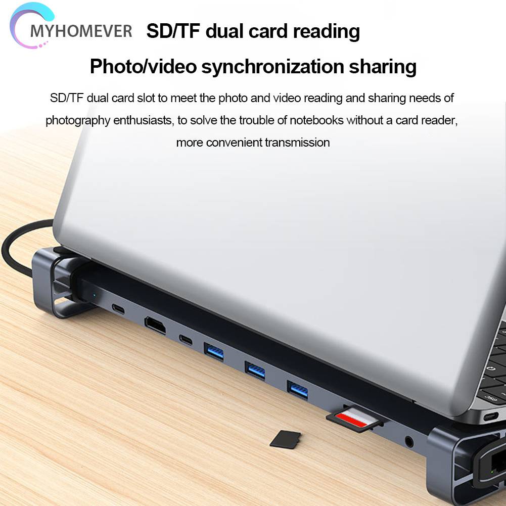 Bộ Chia Nhiều Cổng USB C 10 Trong 1 100W PD RJ45 Gigabit Ethernet Cho Macbook Huawei