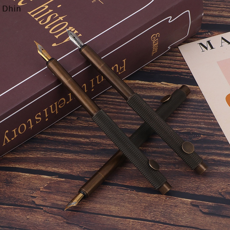 [Dhin] Brass Fountain Pen Short Pen EF/F/Bent Nib Excellent Business Office School Supplies Pen COD