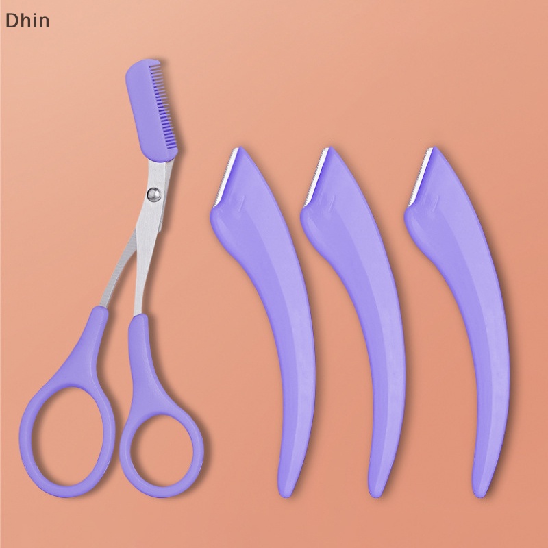 [Dhin] 1/2/3pcs Eyebrow Trimming Eyebrow Face Razor For Women Eyebrow Scissors With Comb Brow Trimmer Scraper COD