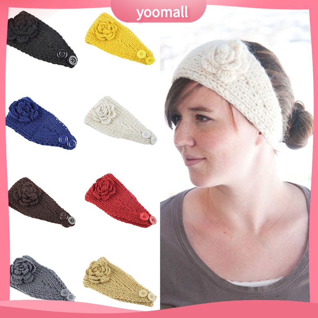 Băng Đô Dệt Kim Cài Nút Giữ Ấm Thoải Mái Cho Nữ