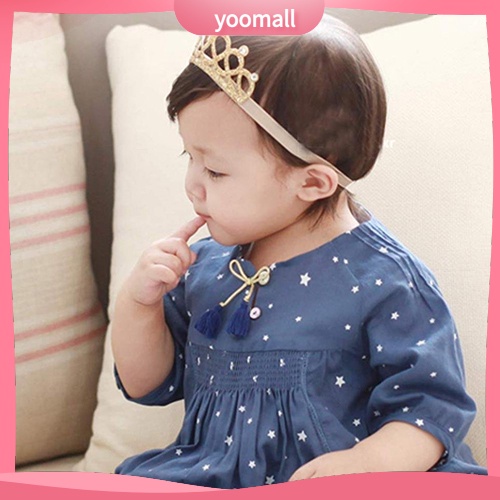 Băng Đô Cài Tóc Hình Vương Miện Co Giãn Tùy Chỉnh Thời Trang Cho Bé Gái