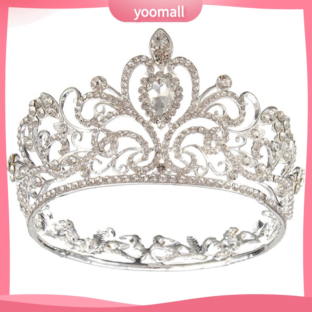 Cài Tóc Hình Vương Miện Tròn Đính Đá Lấp Lánh Trang Nhã Dành Cho Cô Dâu