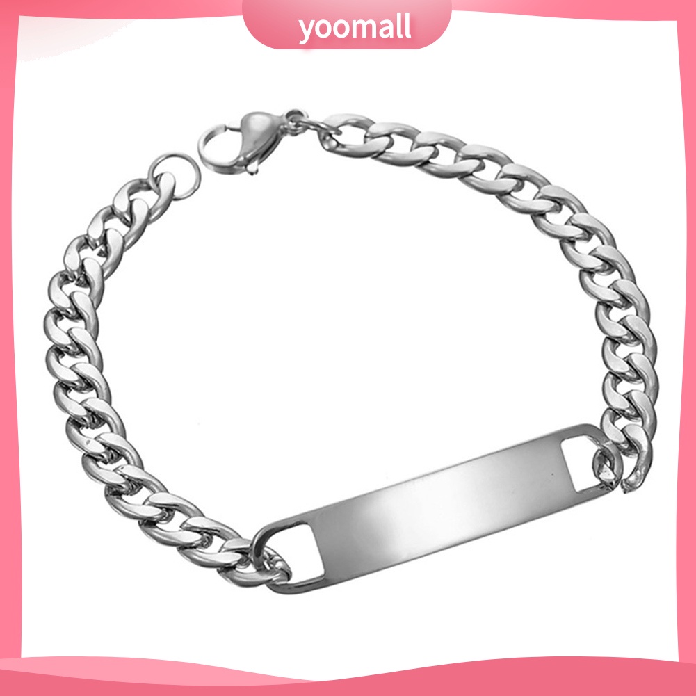 Vòng Tay Dây Xích Tráng Gương Chất Liệu Thép Không Gỉ Thời Trang Cho Nam