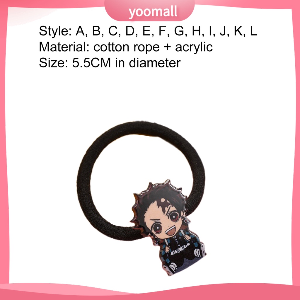 Dây Cột Tóc Vải Cotton In Hình Anime Demon Slayer Dễ Giặt Thời Trang Cho Nữ