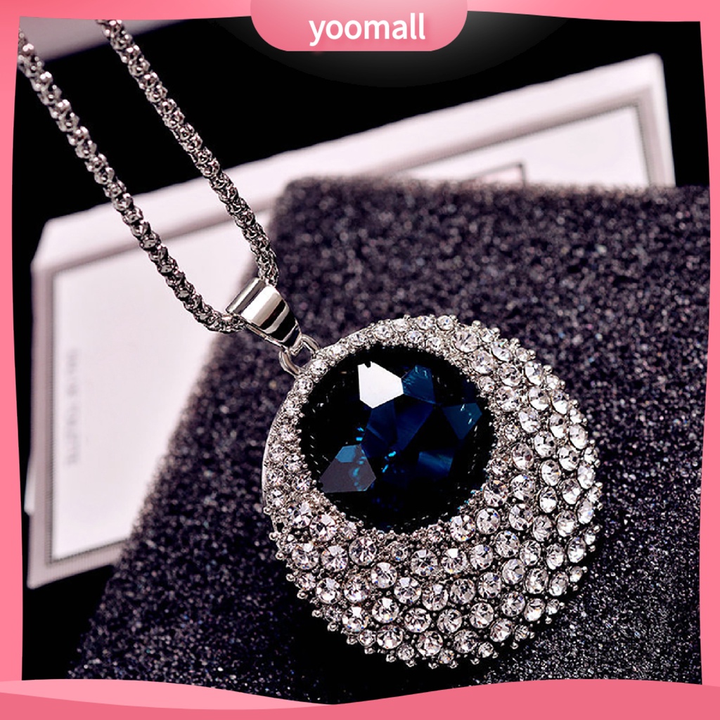 Vòng cổ Dài Mặt Tròn Đính Đá Phong Cách Cổ Điển Cho Nữ