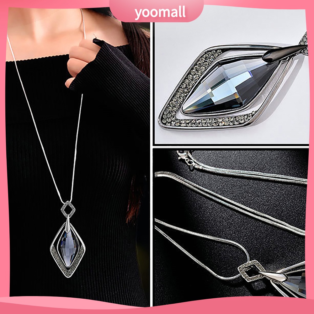 Vòng cổ Mặt Hình Thoi Đính Đá Quý Nhân Tạo Thời Trang Dành Cho Nữ