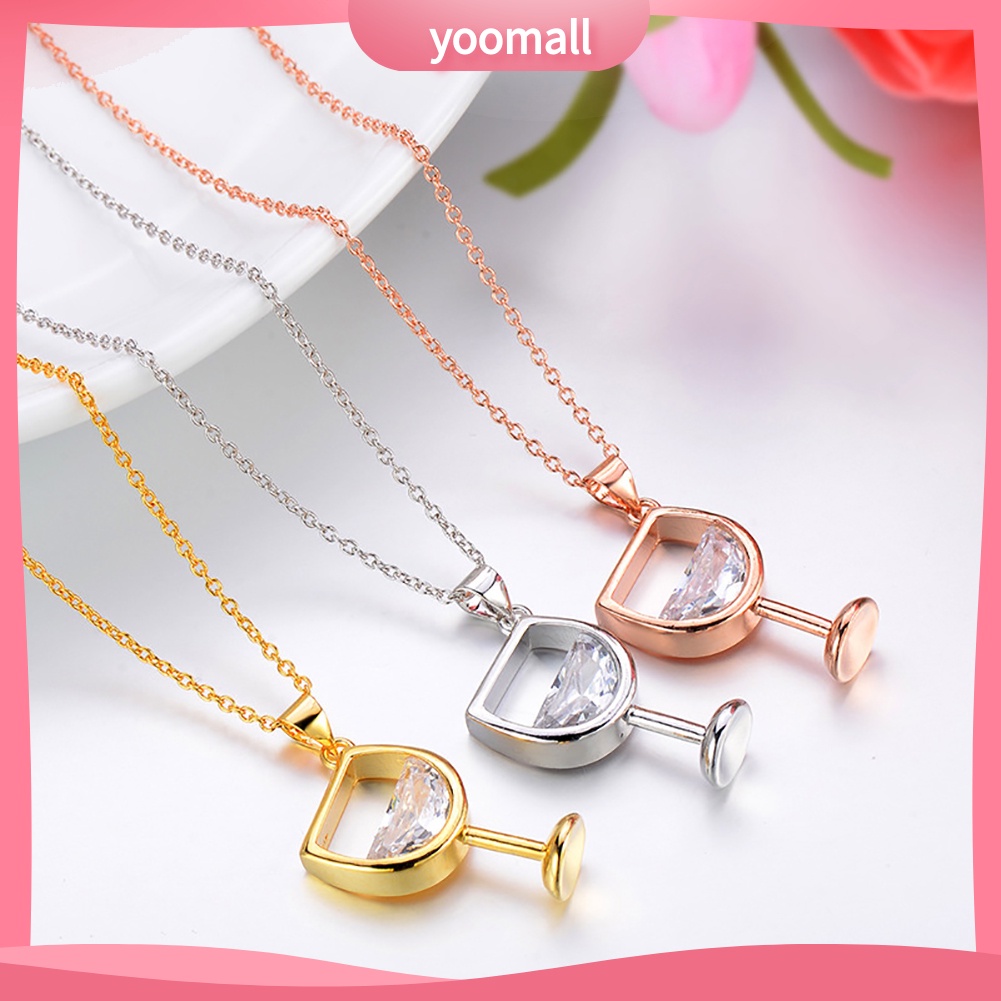 Vòng cổ Mặt Hình Ly Rượu Đính Đá Zircon Thời Trang Cho Nữ