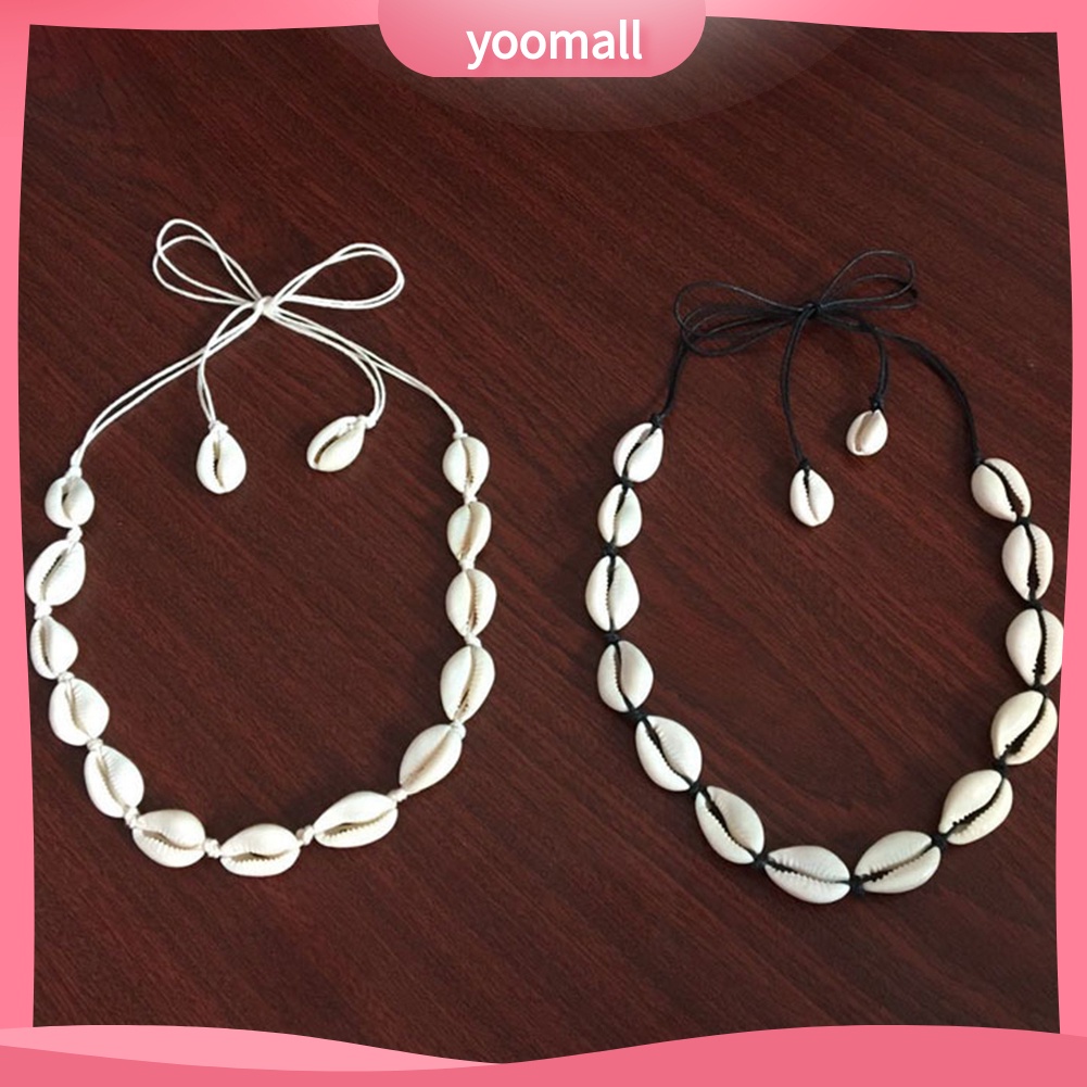 [YM] Vòng Cổ Choker Dệt Tay Mặt Vỏ Sò Biển Hawaii Làm Quà Tặng Cho Nữ