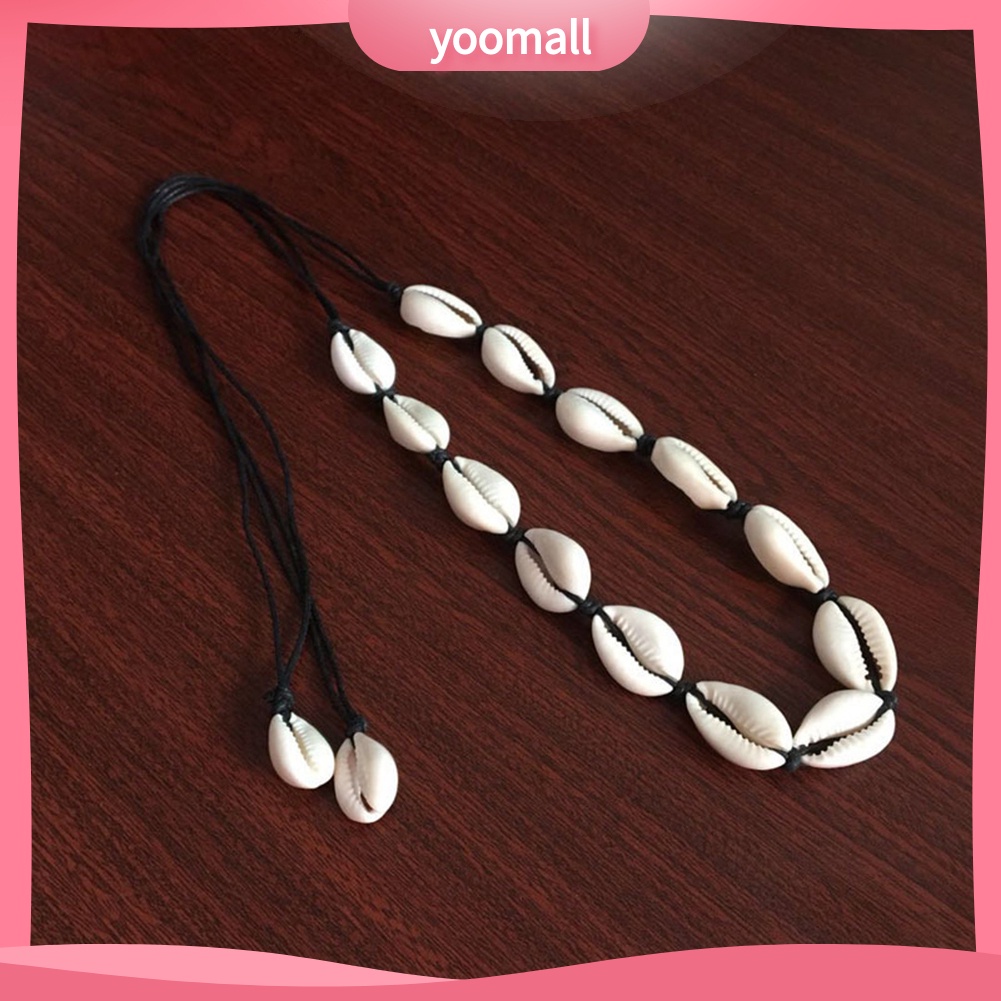 [YM] Vòng Cổ Choker Dệt Tay Mặt Vỏ Sò Biển Hawaii Làm Quà Tặng Cho Nữ