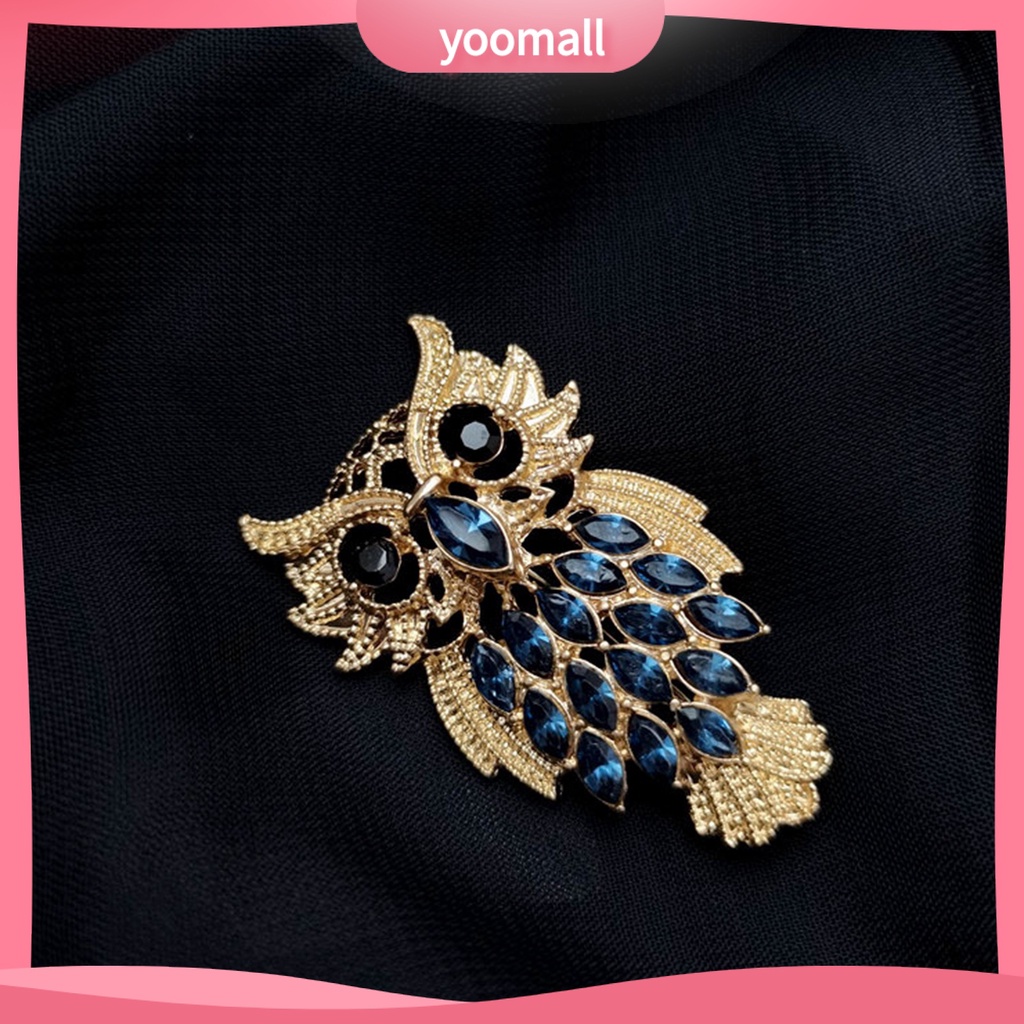 Ghim Cài Áo Hình Chim Cú Đính Đá Phong Cách Vintage Thời Trang