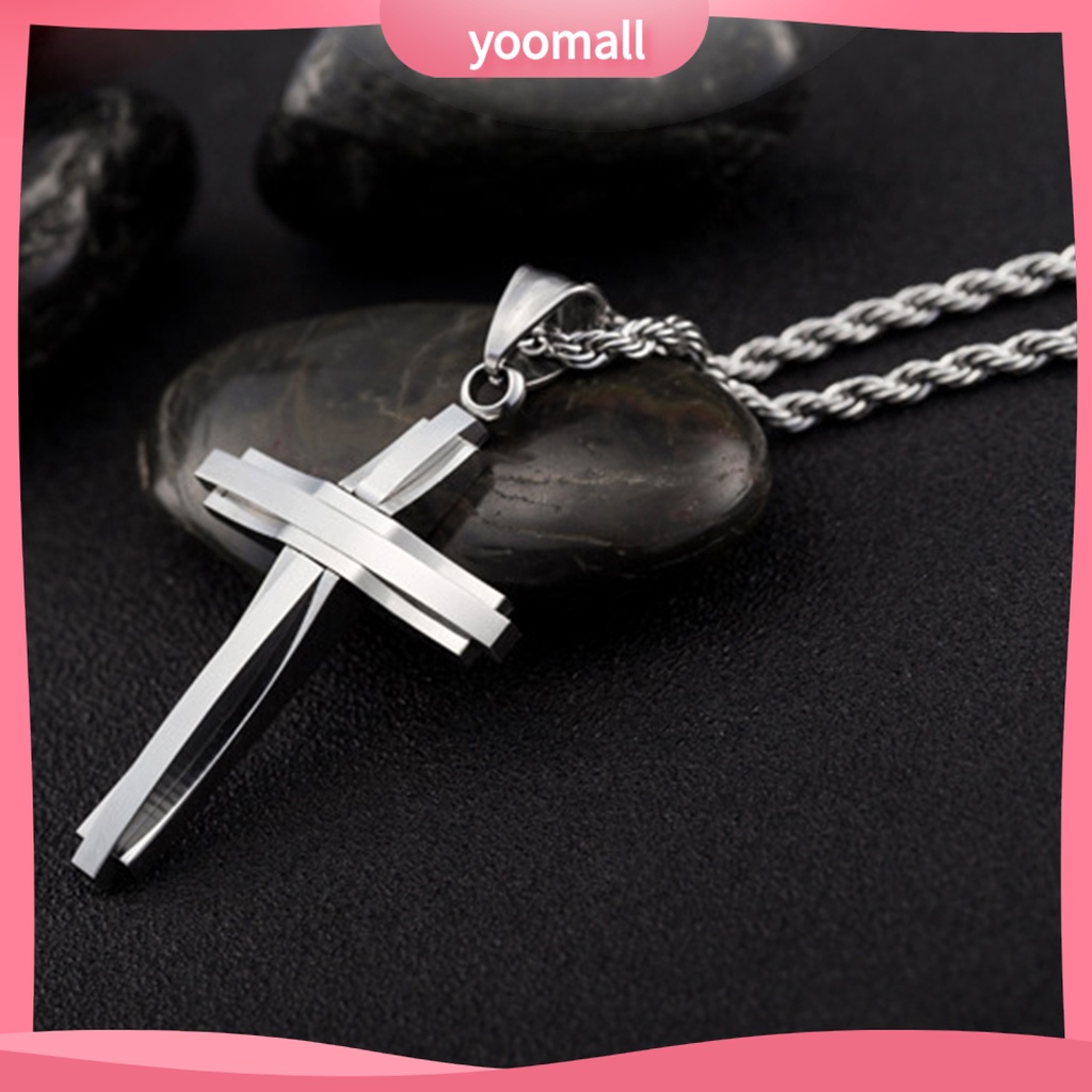 Vòng cổ Thép Titan Mặt Thánh Giá Phong Cách Hip Hop Thời Trang Cho Nam