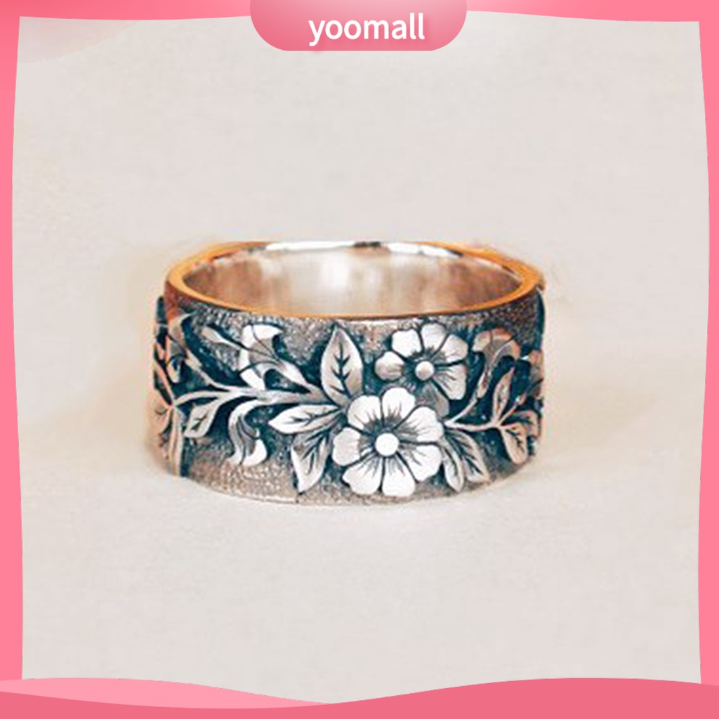 Nhẫn Hợp Kim Bản Rộng Họa Tiết Hoa / Chim Màu Sắc Cổ Điển Phong Cách Hip Hop Cho Nam Và Nữ