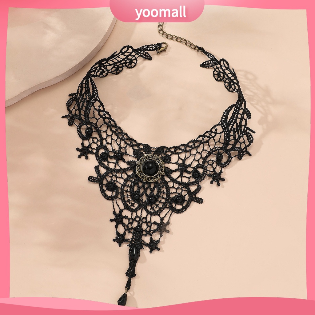 [YM] Vòng Cổ Choker Ren Đan Móc Phong Cách Retro Tinh Tế Có Thể Điều Chỉnh Được Dễ Phối Đồ Mặc Hàng Ngày