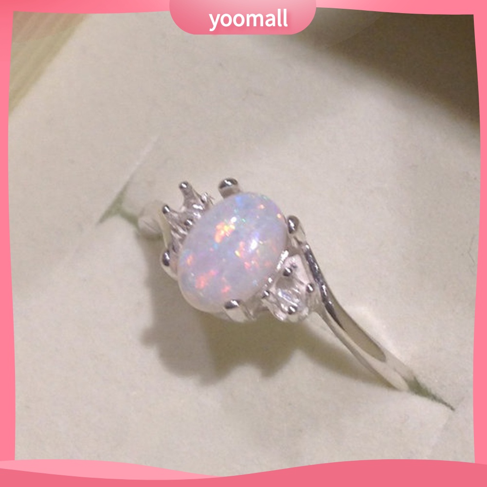 Nhẫn Đính Hôn Hợp Kim Đính Đá Opal Thanh Lịch Thời Trang Cho Nữ