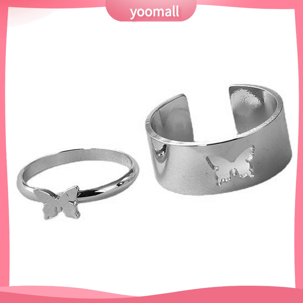 Set 2 Nhẫn Cặp Hình Mặt Trăng Nhiều Màu Sắc Thời Trang