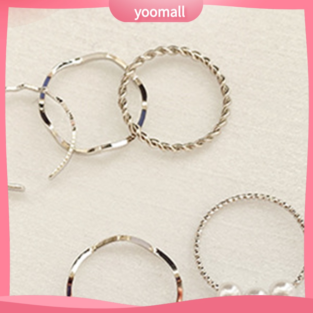 Bộ 5 Nhẫn Đính Ngọc Trai Giả Phong Cách Hàn Quốc / Nhật Bản / Nhật Bản Độc Đáo Thời Trang Dự Tiệc Cưới