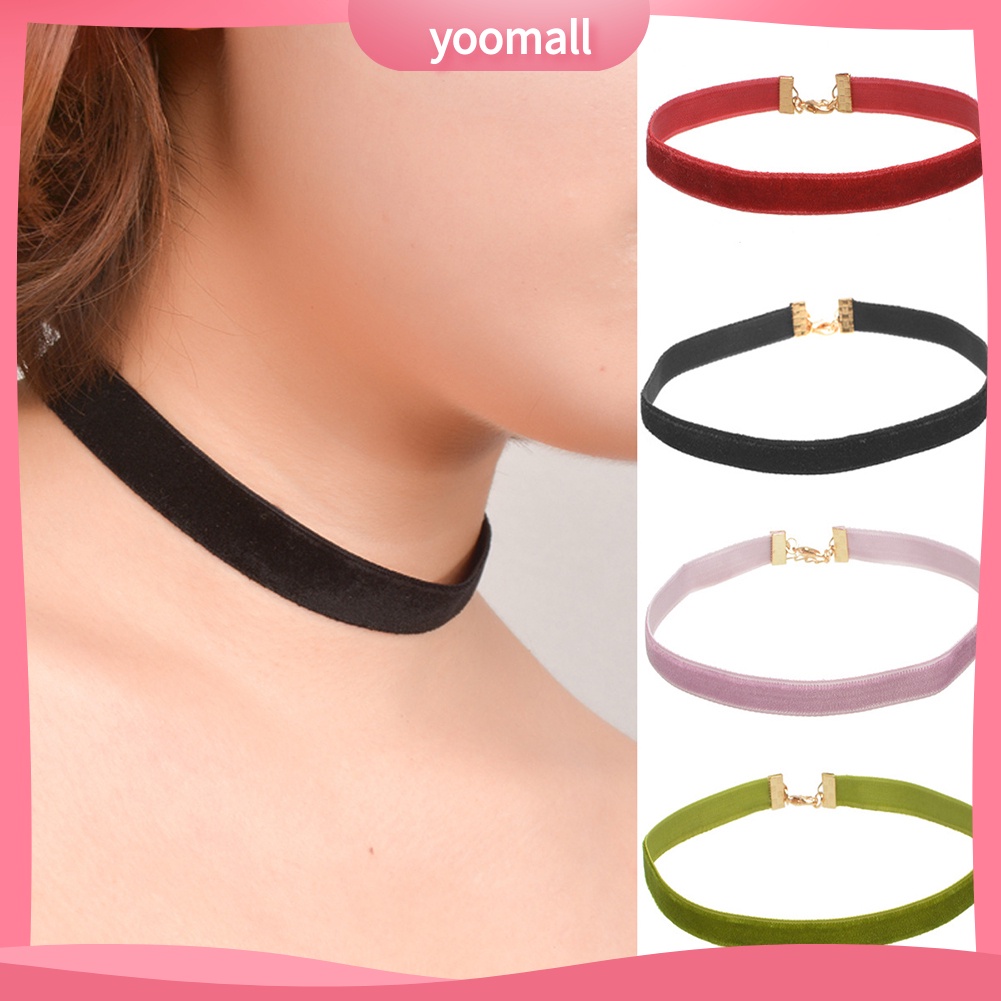 Vòng Cổ Choker Dây Nhung Mềm Màu Trơn Phong Cách Gothic Cho Nữ