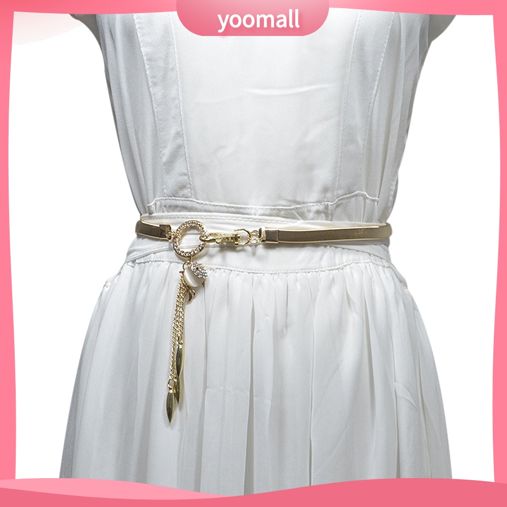 Thắt Lưng Mỏng Đính Đá Quý Nhân Tạo Hình Cá Vàng Cho Nữ