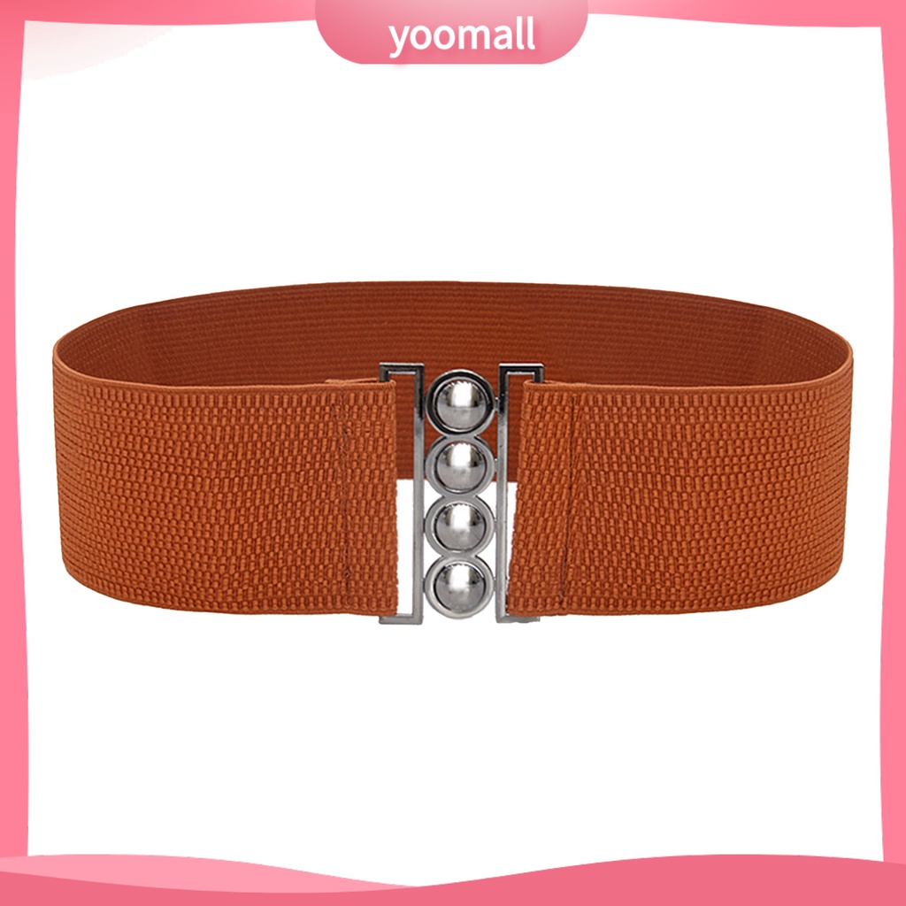 Thắt Lưng Bản Rộng Co Giãn Màu Trơn Đính Hạt Thích Hợp Mặc Hàng Ngày