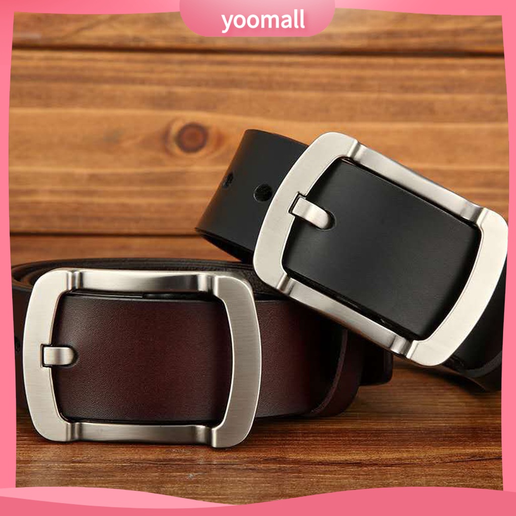 Thắt Lưng Giả Da Dày Màu Trơn Chống Vỡ Phong Cách Vintage Cho Nam