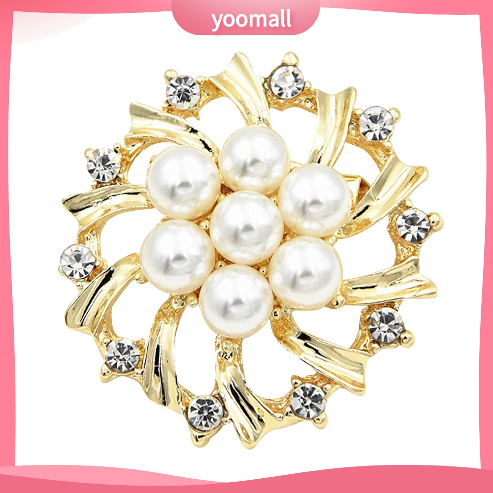 Ghim Cài Áo Hình Bông Hoa Đính Ngọc Trai Nhân Tạo Thời Trang