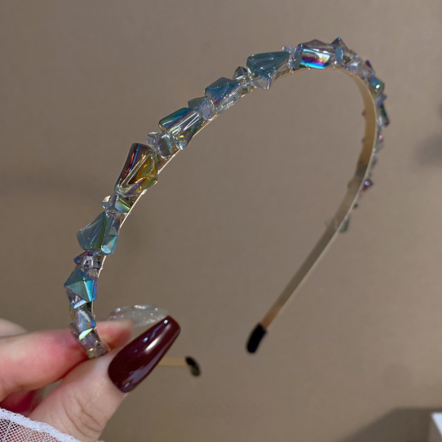 Băng Đô Cài Tóc Bằng Hợp Kim Mỏng Đính Pha Lê Sang Trọng Phong Cách Hàn Quốc Cho Nữ