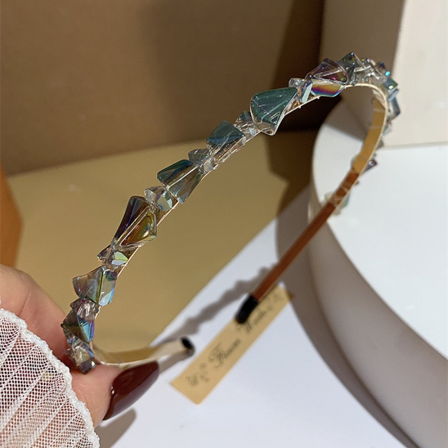 Băng Đô Cài Tóc Bằng Hợp Kim Mỏng Đính Pha Lê Sang Trọng Phong Cách Hàn Quốc Cho Nữ