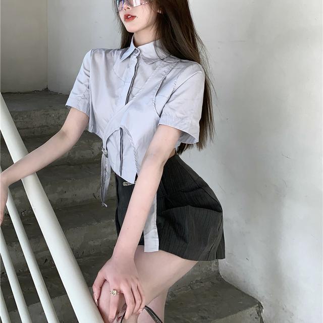 Set Áo Sơ Mi Ngắn Tay Và Chân Váy Thiết Kế Độc Đáo Thời Trang Mùa Hè Cho Nữ