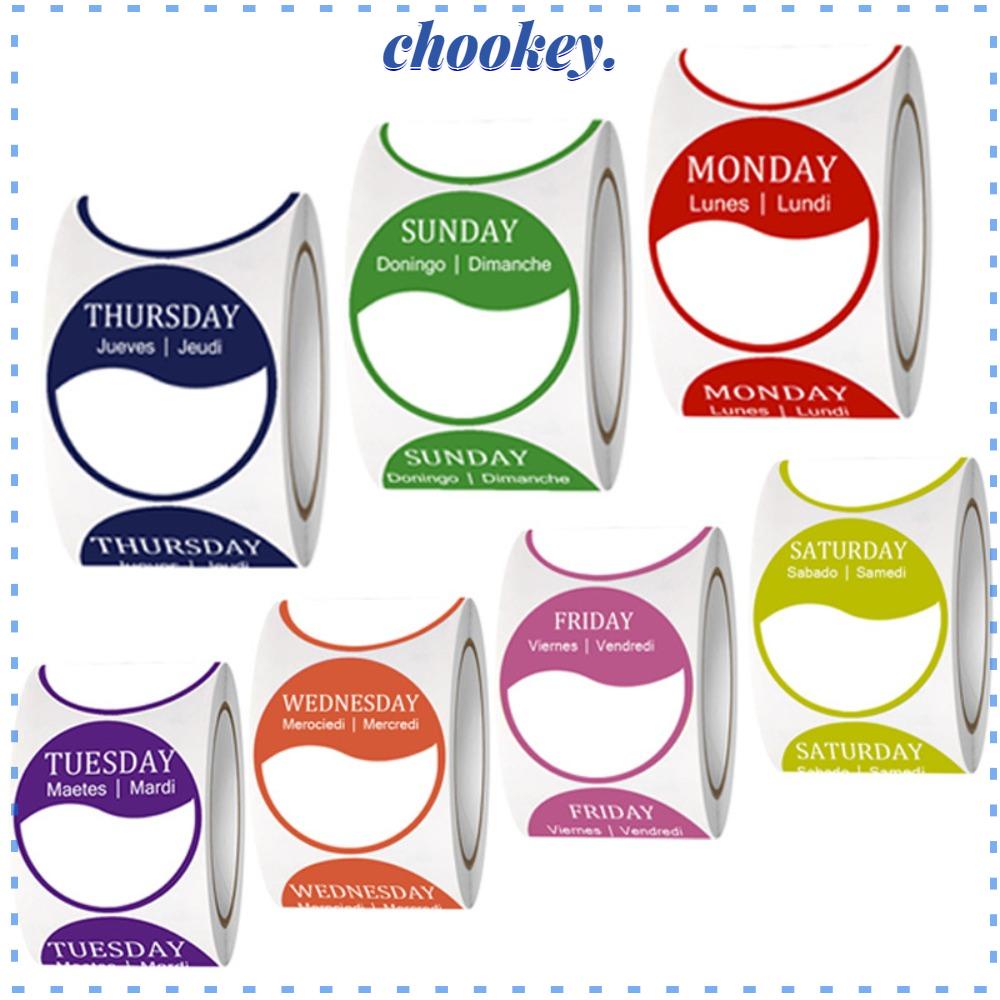 CHOOKEY Nhãn Dán Đánh Dấu Ngày Tháng Hai Nhiều Màu Sắc Xuyên Qua Chủ Nhật Có Thể Tháo Rời Dùng Trong Tuần