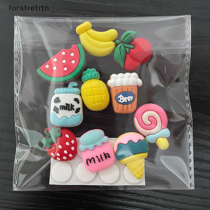 Set 10 Sticker Dán Trang Trí Tủ Lạnh DIY Hình Cốc Nước Hoạt Hình 3D Bằng Nhựa PVC