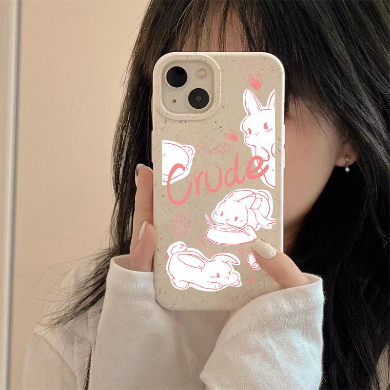 Ốp Điện Thoại Mềm Chống Sốc Màu Hồng In Hình Thỏ Cho Iphone 12 8713 14pro max11 plus