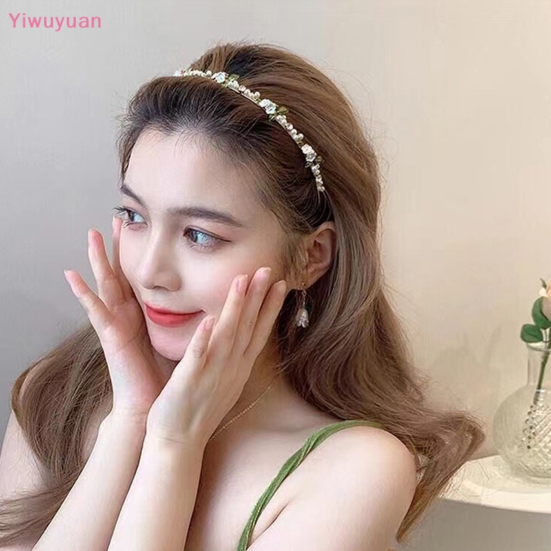 Băng Đô Cài Tóc Bằng Hợp Kim Đính Ngọc Trai Và Hoa Thanh Lịch Thời Trang Hàn Quốc Cho Nữ