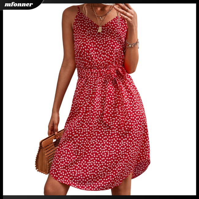 Đầm Cổ Chữ V Lưng Cao Xẻ Tà Họa Tiết Hoa Thanh Lịch Thời Trang Mùa Hè Cho Nữ